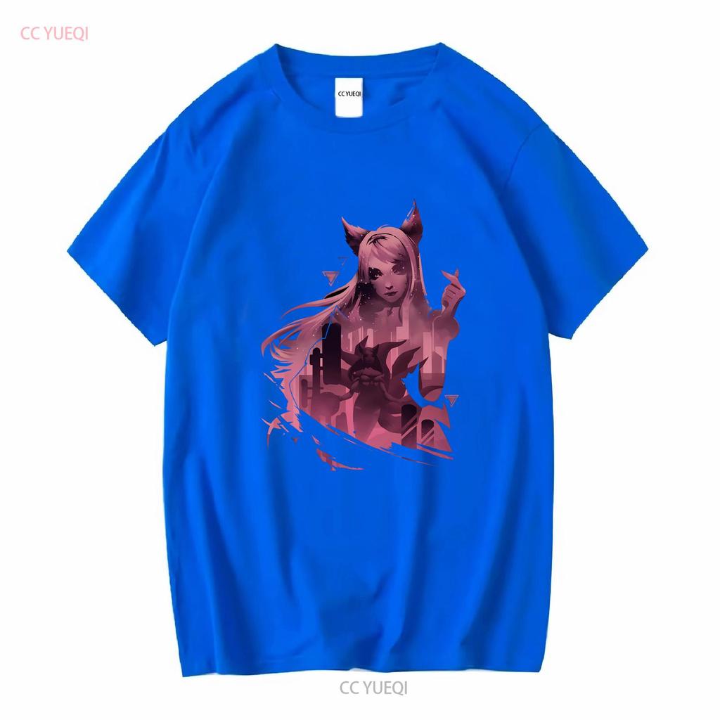 League of Legend Ahri T Shirt Long or Short Sleeves Vintage Washed Streetwear Stylish Top For Everyday Wear Homme Soft Fashion
