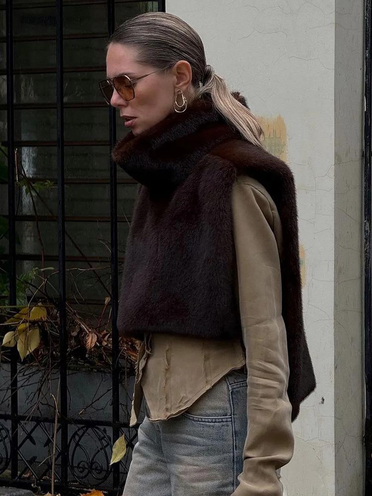 European & American Faux Mink Fur Vest: Women's Autumn/Winter Sleeveless Cape with Long Front & Short Back