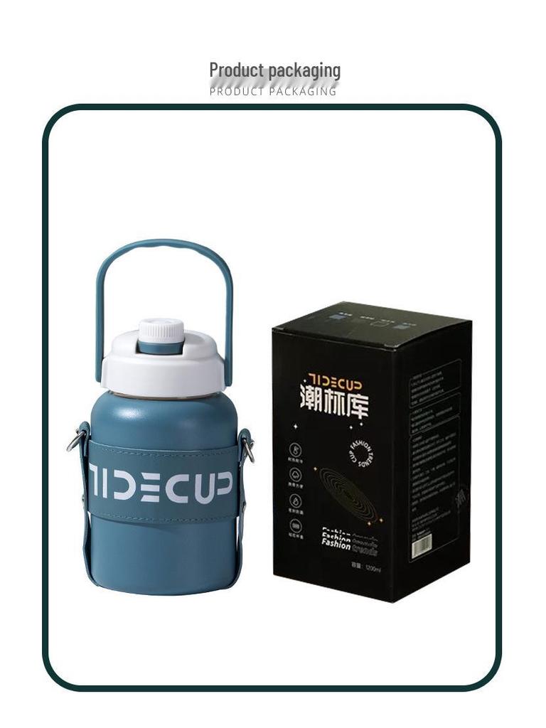 Large Capacity Insulated Crossbody Water Bottle for Girls - Portable, Handheld, with Straw