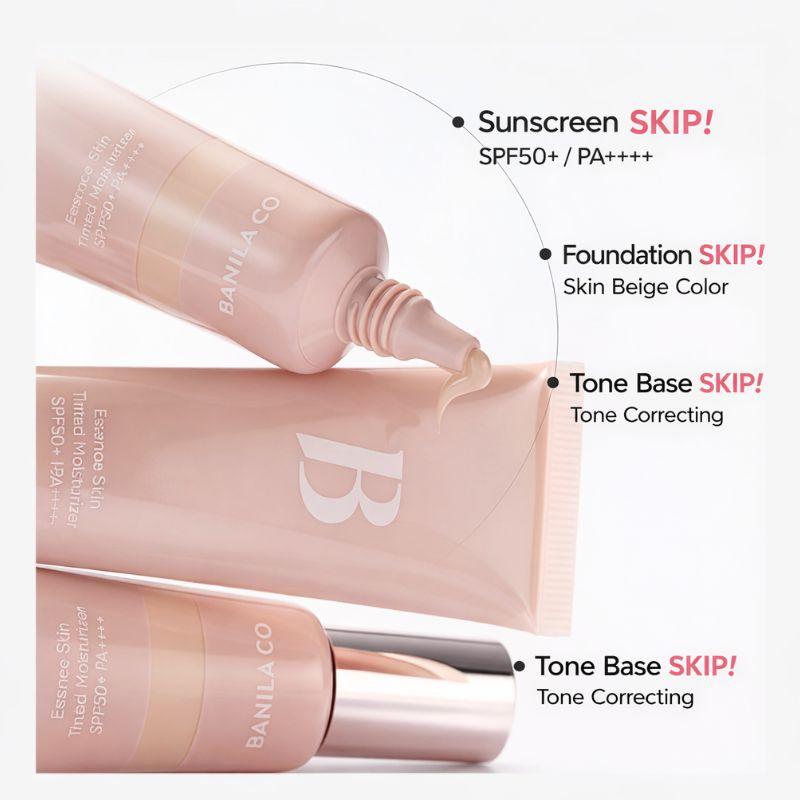 BANILA CO Essence Skin Tone-Up BB Cream SPF50+ PA++++ Tinted Moisturizer Hydrating Brightening K-Beauty (2 Shades)