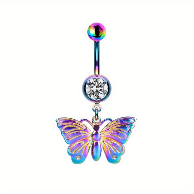 1pc Stainless Steel Gradient Blue Purple Animal Planet Navel Ring Alien Piercing Navel Ornament