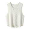 2023 Round Neck Wool Chunky Knit Sleeveless Cropped Cardigan Vest