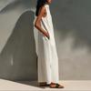 Ladies' Casual Loose Sleeveless Hollow Collar Long Skirt