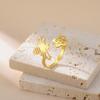 Teamer Lovely Romantic Flower Bee Dragonfly Bowknot Ring Stainless Steel Gold Color Ring for Women Girls Spring Summer Jewelry