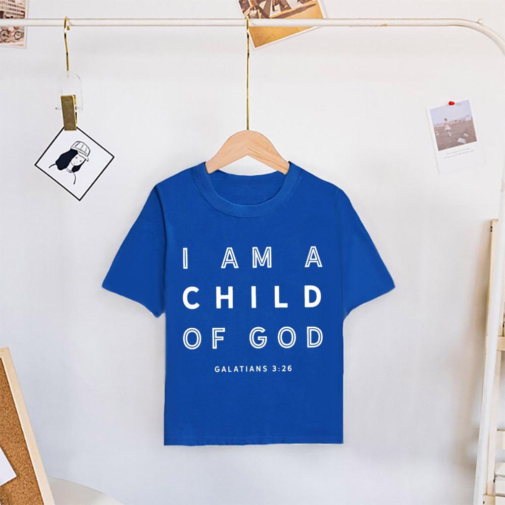 I Am A Child of God Printed Shirt T-shirt Girls Boys Short Sleeve Tops Vintage Tee Child Summer Shirts Tops Toddler Casual Tees