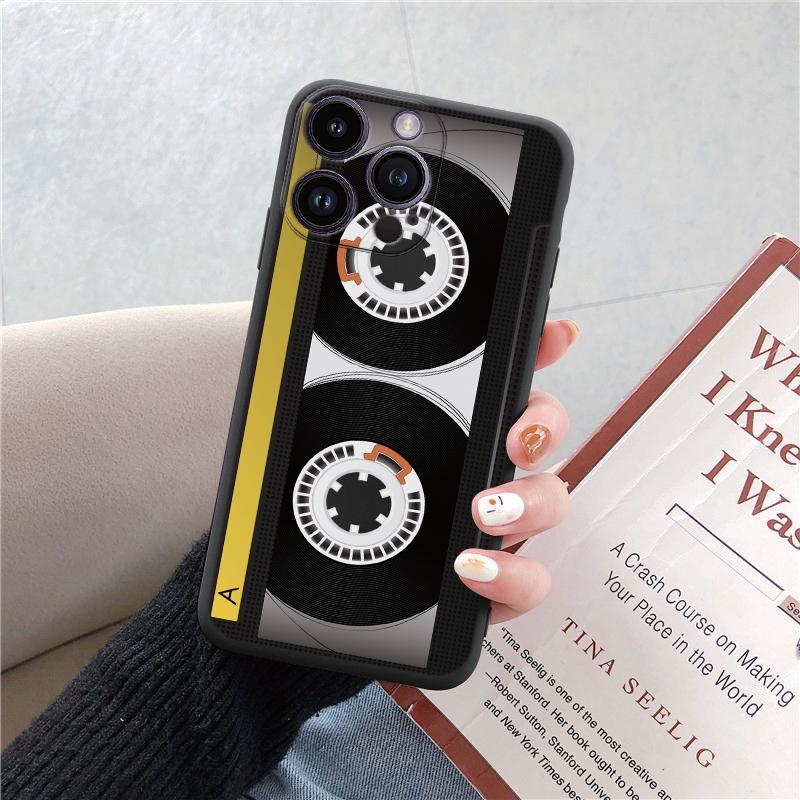 Módní, vtipná, měkká pouzdra na telefon s retro vzorem pro iPhone 15 Pro 6 14 XS 13 Max XR 12 Mini 7 Plus X SE 8 11 TPU nárazuvzdorný černý kryt