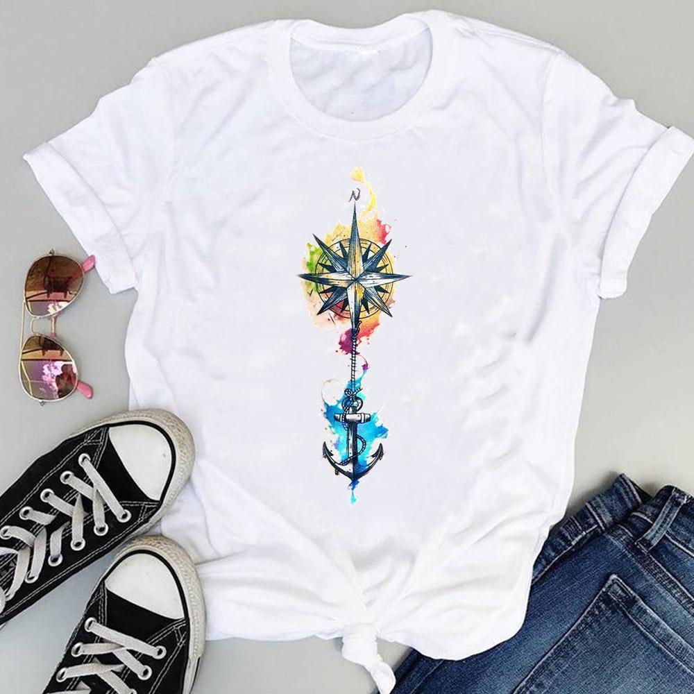 Summer New Shortsleeved Tshirt with Swan and Butterfly Print Patterns Roundneck Top Made of Modal Fabric Women Clothing
