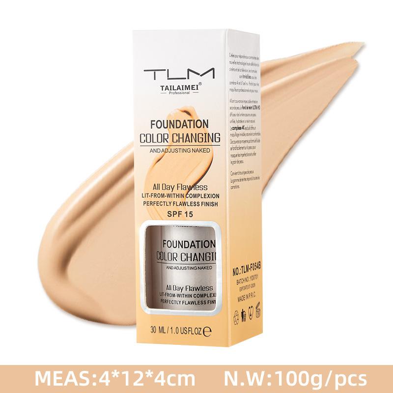 TLM Make-up měnící barvu 30 ml, Bezchybný dlouhotrvající make-up na obličej, Hydratační korektor pro všechny tóny pleti