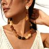 Acrylic Oval Beaded Sweater Chain Autumn and Winter Maillard Niche Necklace