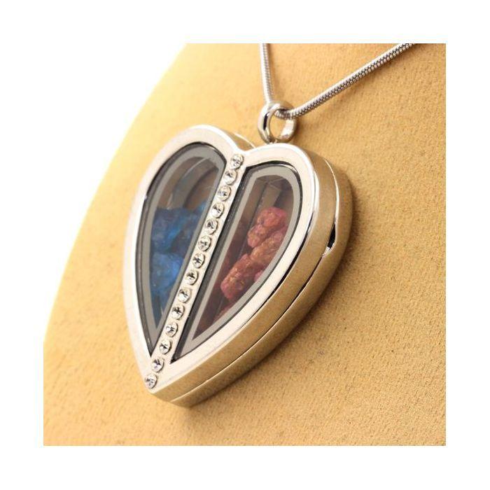 Pierres et Minéraux. Collier Apatite bleu neon + Spinelle brut. Modèle coeur.