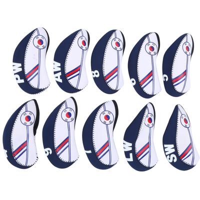 10 szt. Pokrowców na główki kijów golfowych typu iron, ochraniacze na końcówki kijów, mieszanka kolorów w barwach flagi narodowej Korei