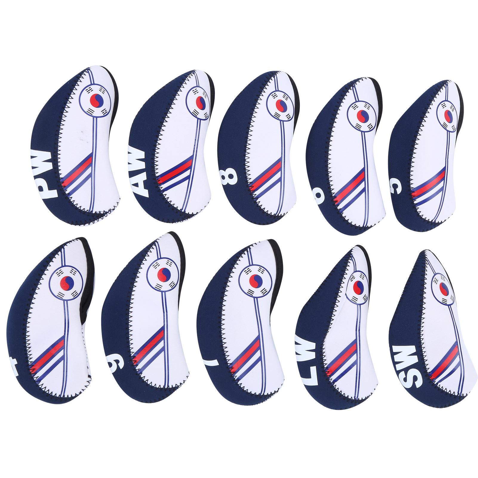 

10Pcs Golf Irons Cue Headcover Club End Protector Korea National Flag Color Mixing