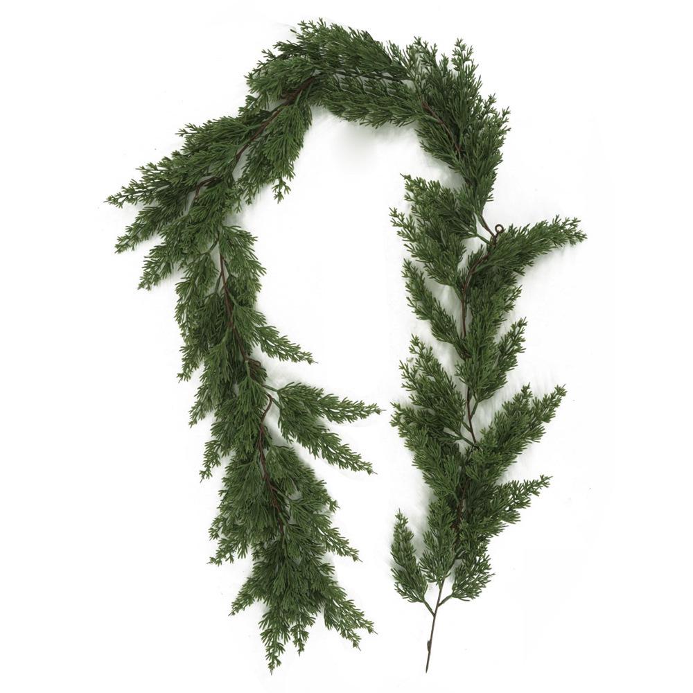 Artificial Christmas Cypress Pine Vine Décor with Plastic Greenery