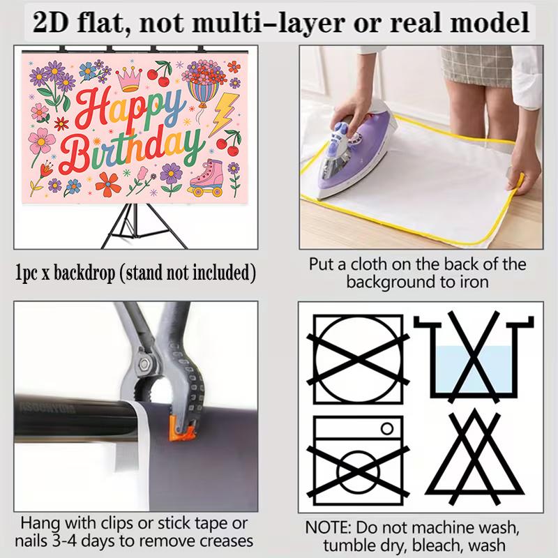 Cute Birthday Banner, Photo Backdrop Wall Decor for Party