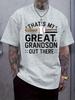 1pc Baseball-Themed "That's My Great Grandson Out There" Graphic T-shirt - Black