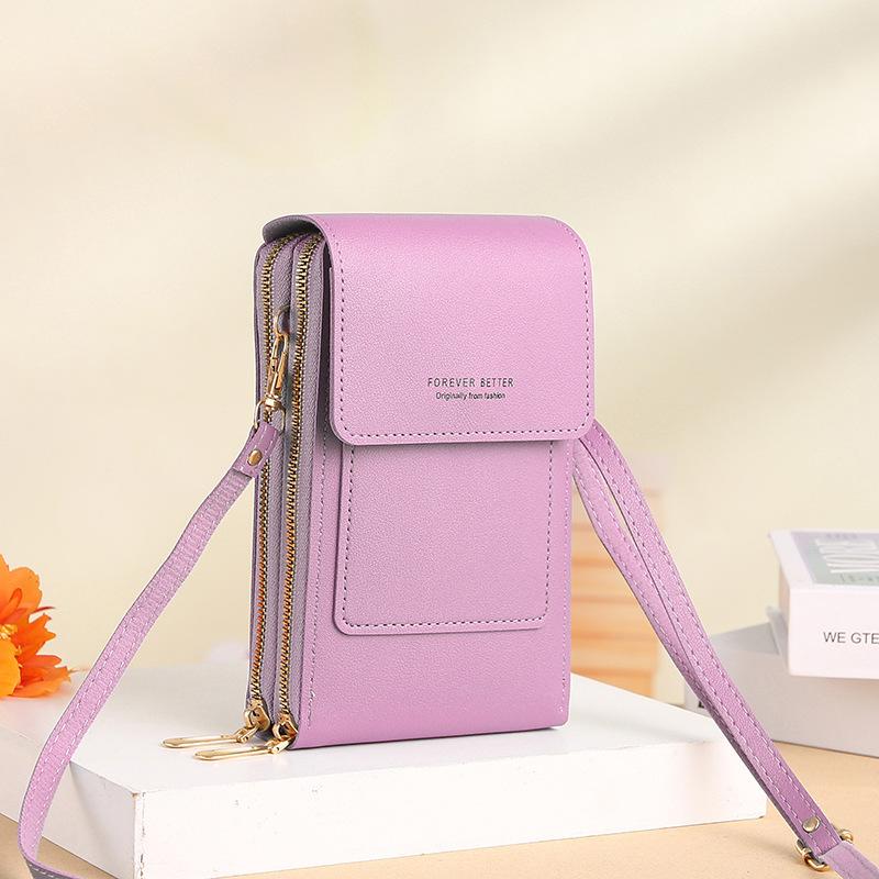 Touchable Screen Phone Bag for Women's Crossbody Small Bag, Multifunctional Key, Zero Wallet, Zipper, Vertical Style
