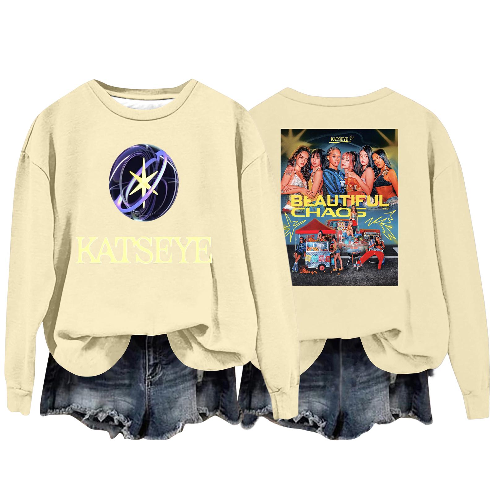 

Женская модная повседневная толстовка с длинным рукавом, свободного кроя, с принтом M бежевый