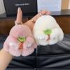 Rex Rabbit Fur Bunny Costume Plush Keychain: Cute Droopy-Eared Rabbit with Radish Pendant