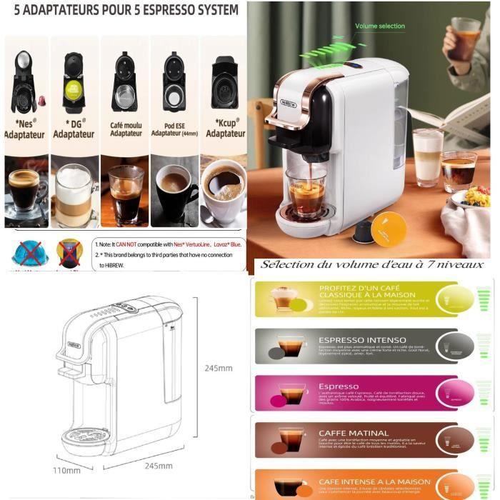 Machine à Café Multi Capsules - HiBREW - 5 en 1 - Pression 19 Bars - Arrêt Automatique - Blanc