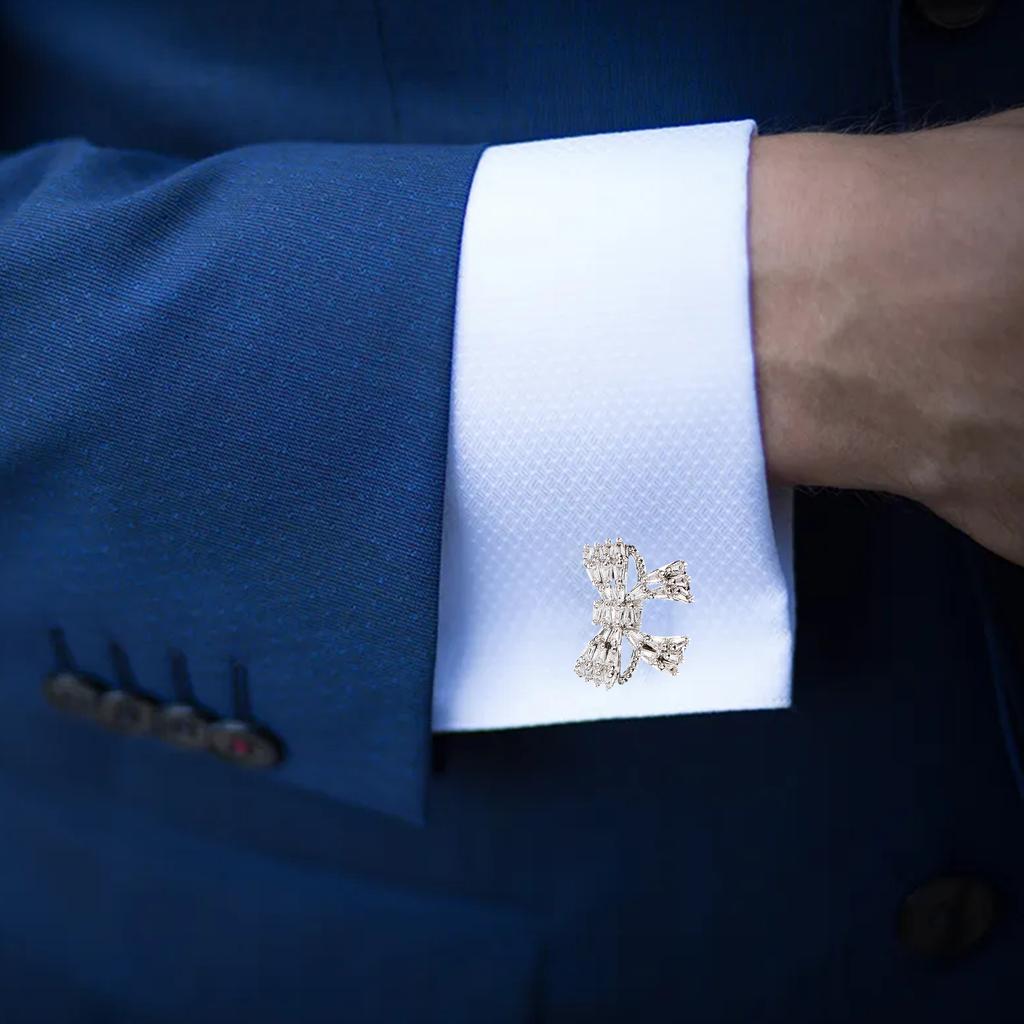 2 PCS Bowknot Shape Rhinestone Buttons Alloy Sewing Accessories for DIY Wedding Clothing Cardigan Cheongsam Crafts