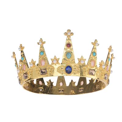Baroque Retro Crown Alloy Mixed Color Headdress Guodong Style Photo Studio Bridal Jewelry