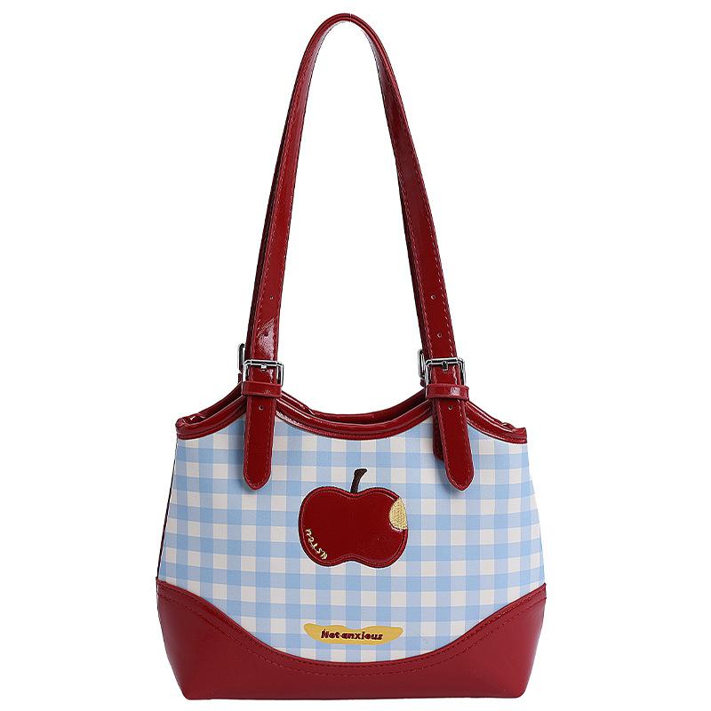 

Korean ins cute apple shoulder bag women s 2025 summer new student class commuting leisure armpit bag красный