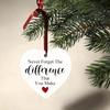 Never Forget The Difference You Make Ornament, 2.7 Inch Heart Shaped Ceramic Hanging Sign with pirational Quote, Appreciation Gift for Teachers,
