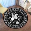 Viking Valknut Symbol Warrior Horse Raven Printed Round Carpet, Nordic Myth Anti-slip Rug for Entryway Lounge Bedroom Floor