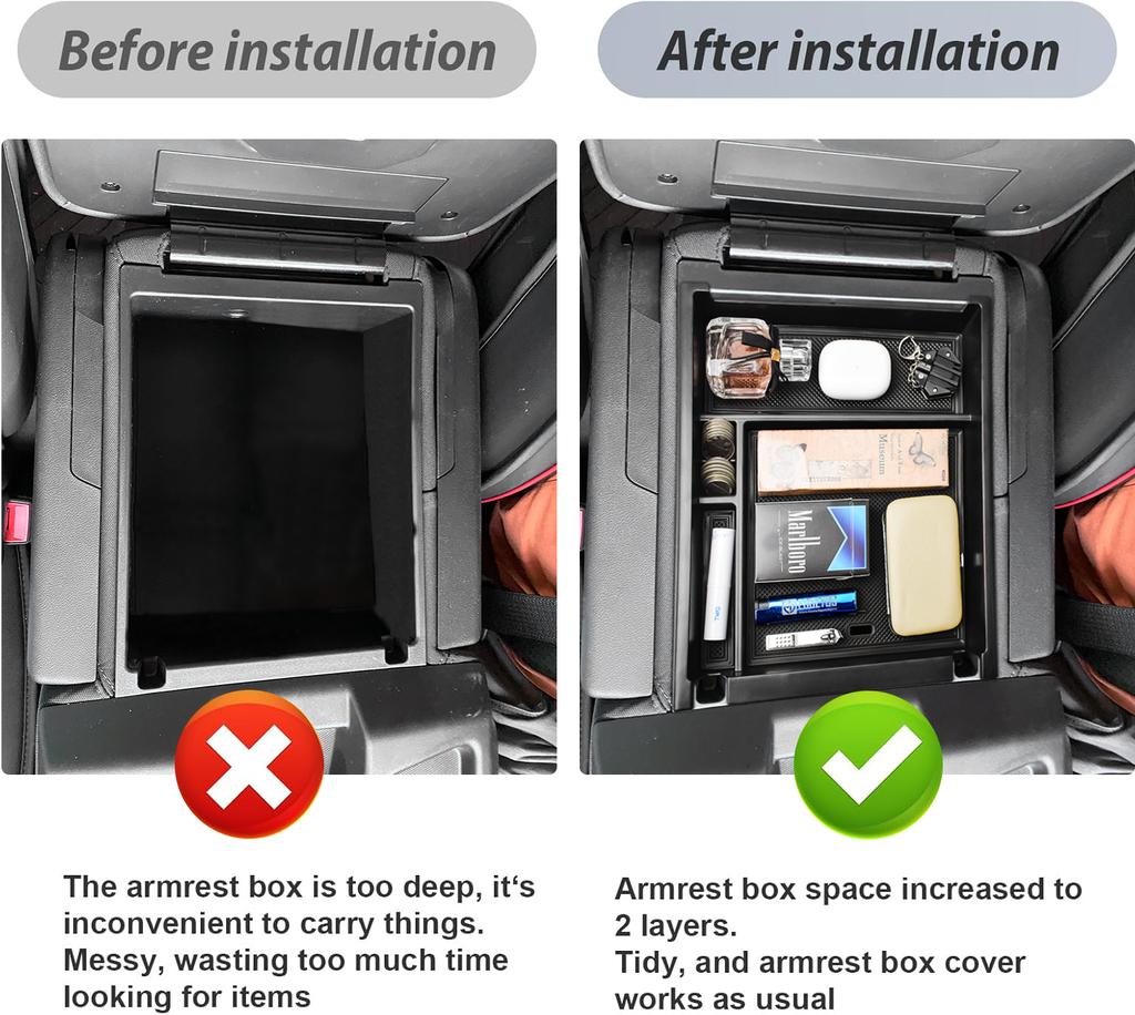 Center Console Organizer Tray For 2019-2025 GMC Sierra/Chevy Silverado Armrest Box Car Storage Secondary Car Box ABS Accessories