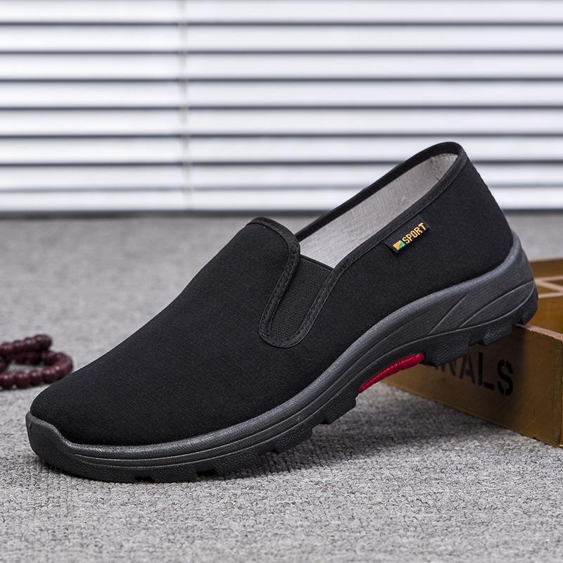 Winter herenschoenen stoffen schoenen herenschoenen ademende rundpees zool hoge top seizoen fluweel zwart katoenen schoenen