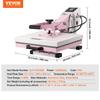 Heat Press Machine 15x15 In Slide Out Heat Transfer Machine T-Shirts Pink