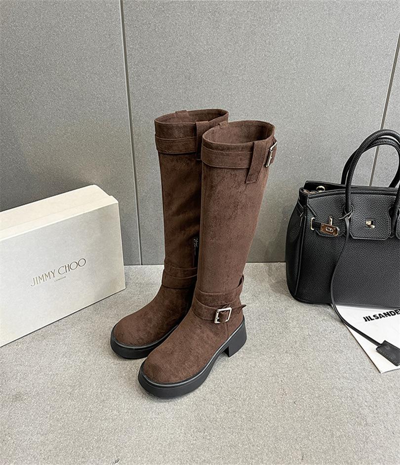 Winter new knight boots fashionable Internet celebrity heap boots long tube but knee thick soled boots women wear versatile casual