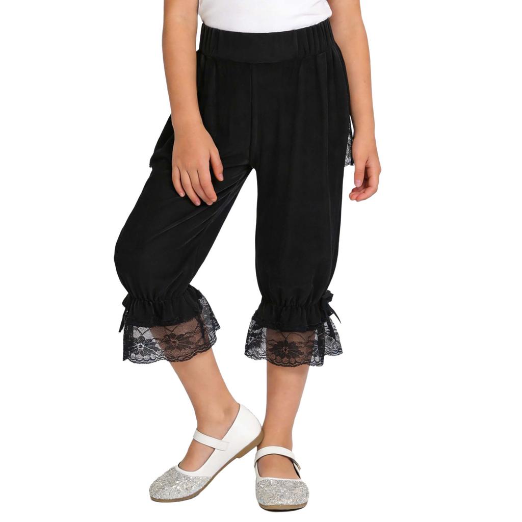 Kids Pirate Cosplay Bloomers Victorian Lolita Pantaloons Floral Lace Ruffle Elastic Waistband Steampunk Underwear