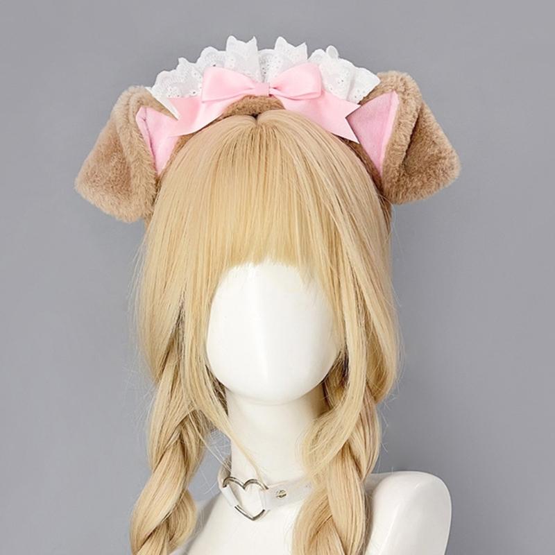 Soft Plush Dog Ear Hairband For Women Girls Cosplay Anime Hair Hoop Party Costume Sweet Style Accessory