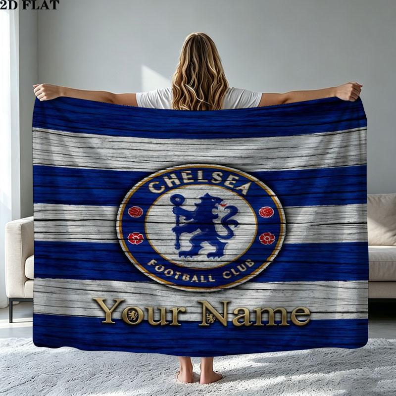 1PC Chelsea F Custom Name Patterned Flannel Blanket Suitable For All Seasons for Home Decor Warmth and Comfort Gifts Holiday Present