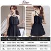 SORAmood Women's One-Piece Swimsuit, Off-the-Shoulder, Wireless, Padded, Black, A-Line, Flared Skirt (Sizes M-XL)