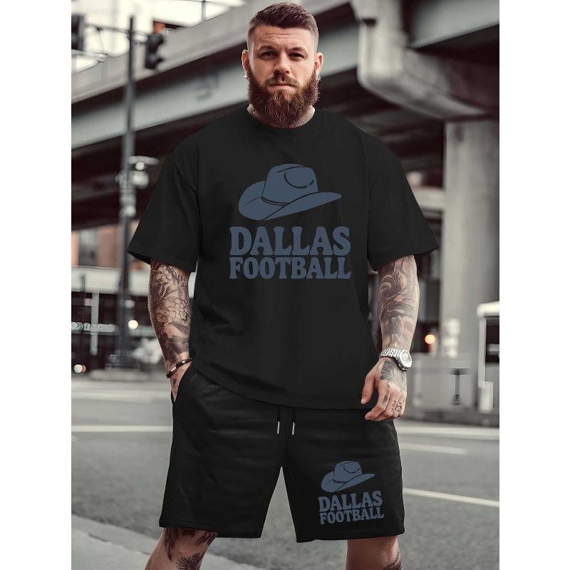 European Size Dallas Football Men's Latest Trendy Short-sleeved T-shirts Summer Fashion Print European and American Men Casual Sports Loose T-shirts