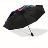 1pc Colorful Galactic Lion Durable Cartoon Folding Umbrella,Compact Umbrella for Men and Women, Suitable for Travel or Daily Use.W017