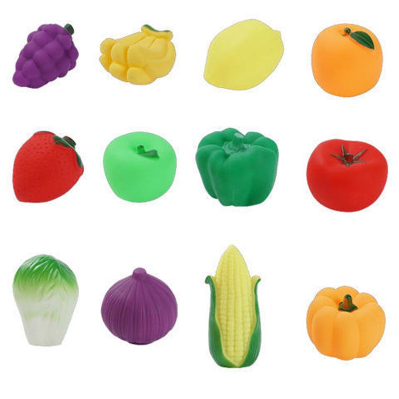 Silicone Fruit and Vegetable Baby Toys - Soft, Biteable Dollhouse Kitchen Set