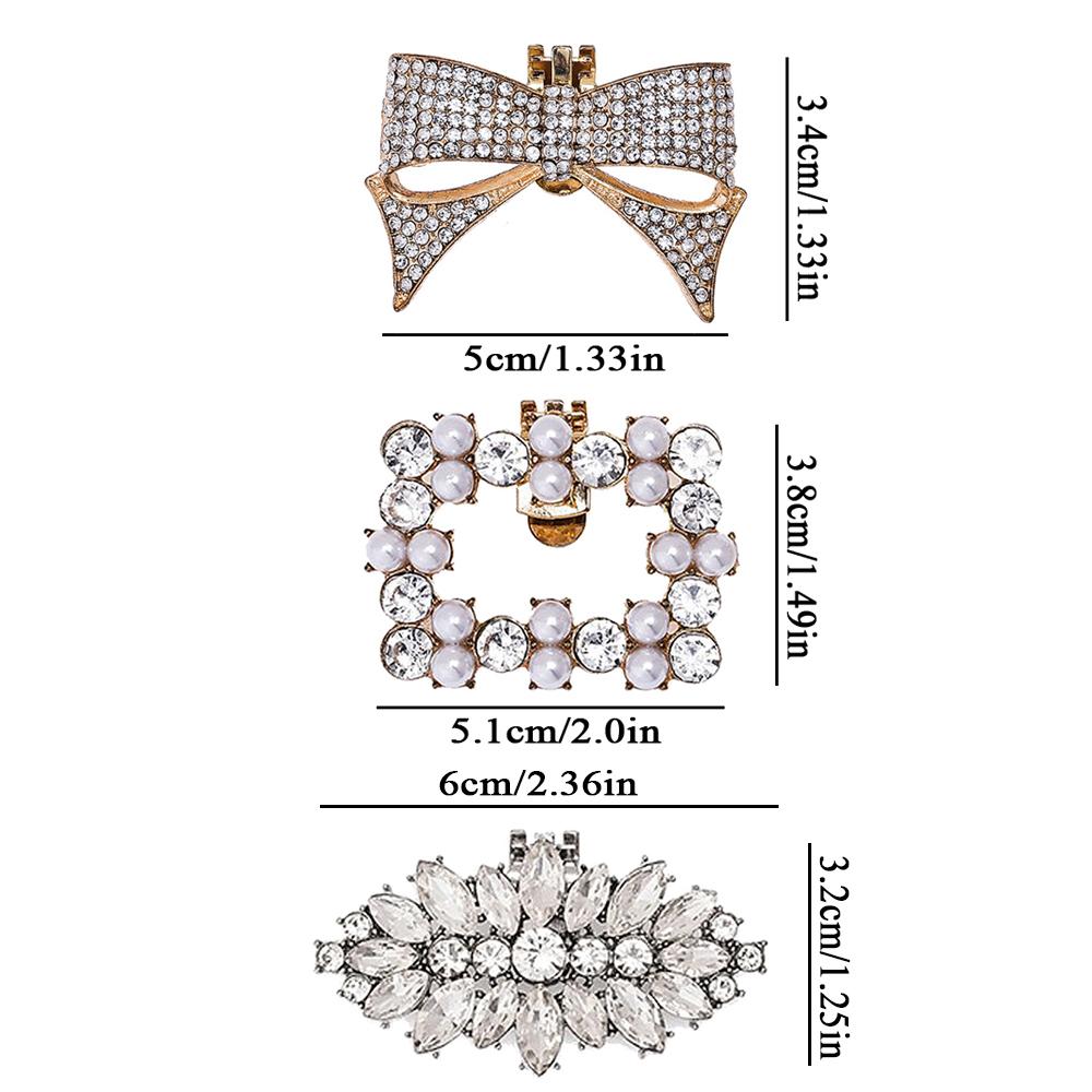Women High Heel Shiny Decoration Clips Pearl Rhinestone Shoe Clip Wedding Bride Bows Pearl Shoes Crystal Decoration Shoe Buckle