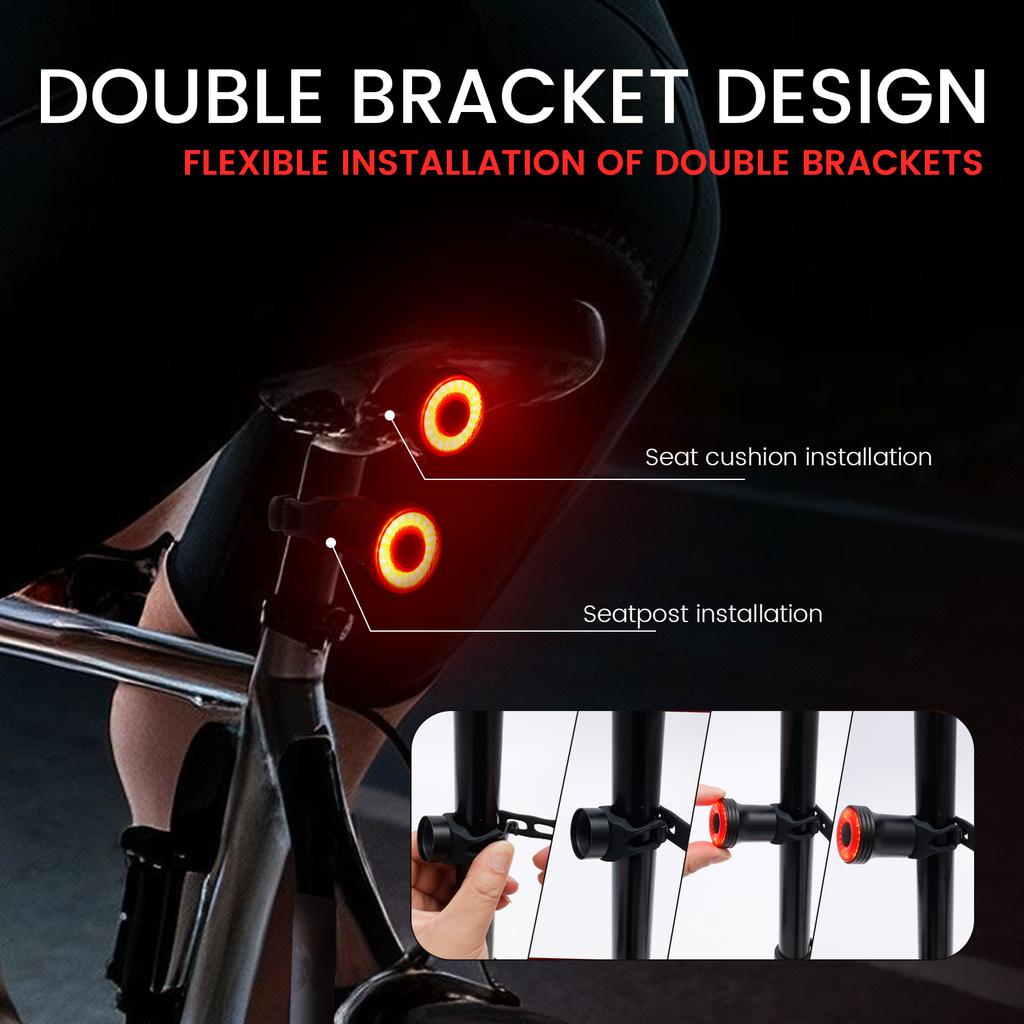 Bike Rear Light On/Off Bright LED Rear Bike Light 5 Lighting Mode USB Charging Bicycle Taillight IP65 Waterproof Bike Tail Light