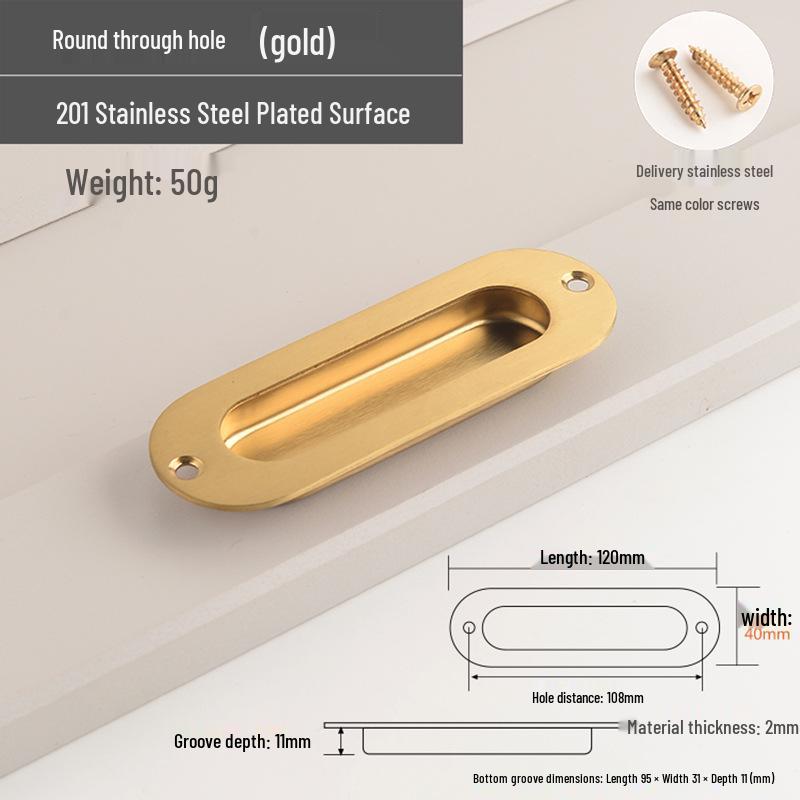 304 Stainless Steel Concealed Embedded Sliding Door Pull Handle
