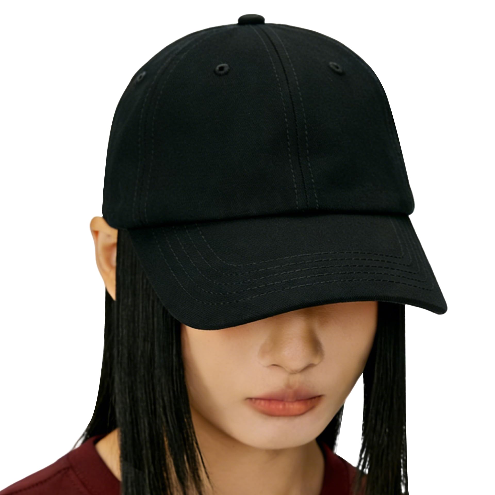 

Cap Cotton Soft Top Deep Large Size Hat UV Protection Soft Breathable Thin Sun Protection Plain Face Slimming Effect Spring Summer Autumn Winter чёрный