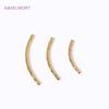 18K Gold Plated 20/25/30MM Texture Long Curved Tube Beads For DIY Bracelet Necklace Jewelry Making Accessories Wholesale
