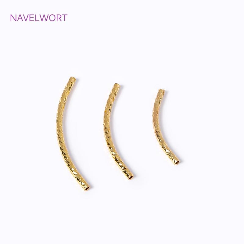 18K Gold Plated 20/25/30MM Texture Long Curved Tube Beads For DIY Bracelet Necklace Jewelry Making Accessories Wholesale
