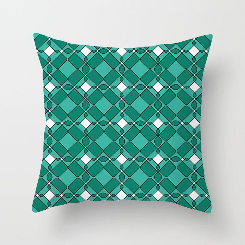 Retro Green Geometric Pillow Case Home Sofa Pillow Cushion Cover Tatami