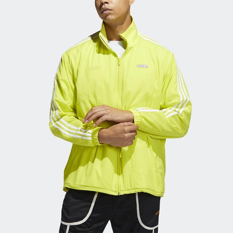 adidas Originals Reverse Tt Casual Sports Reversible Stand Collar Zipper Jacket Yellow Green Men's GN3818
