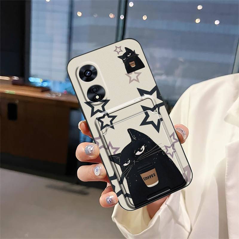 Fashion Design Card sleeve Phone Case For OPPO A97 5G Card slot Back Cover protective TPU Cartoon Durable Waterproof