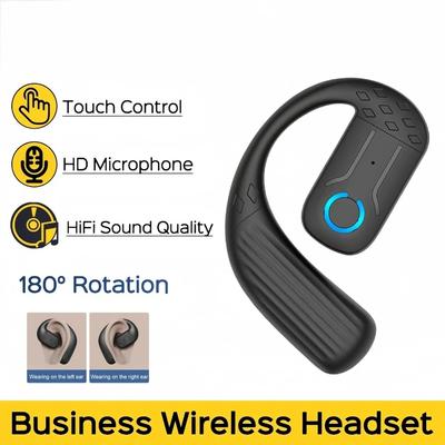 180° Drehung Bluetooth 5.4 Drahtloses Business-Headset mit Mikrofon Ohrhaken Touch-Steuerung Sport Hifi Kopfhörer für Huawei Xiaomi