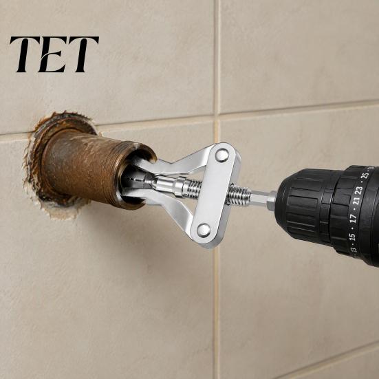Shower Arm Extractor Broken Pipe Tool for 1/2 3/4 And 1 Inch Pipes, Hardened Steel Damaged Hex Shank Thread Remover with 1/4 Arms Valves PVC Plumbing